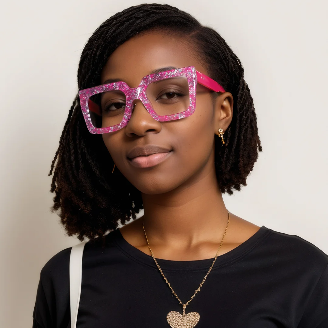 Pink Rectangle Unique Custom Engraving Eyeglasses | WhereLight