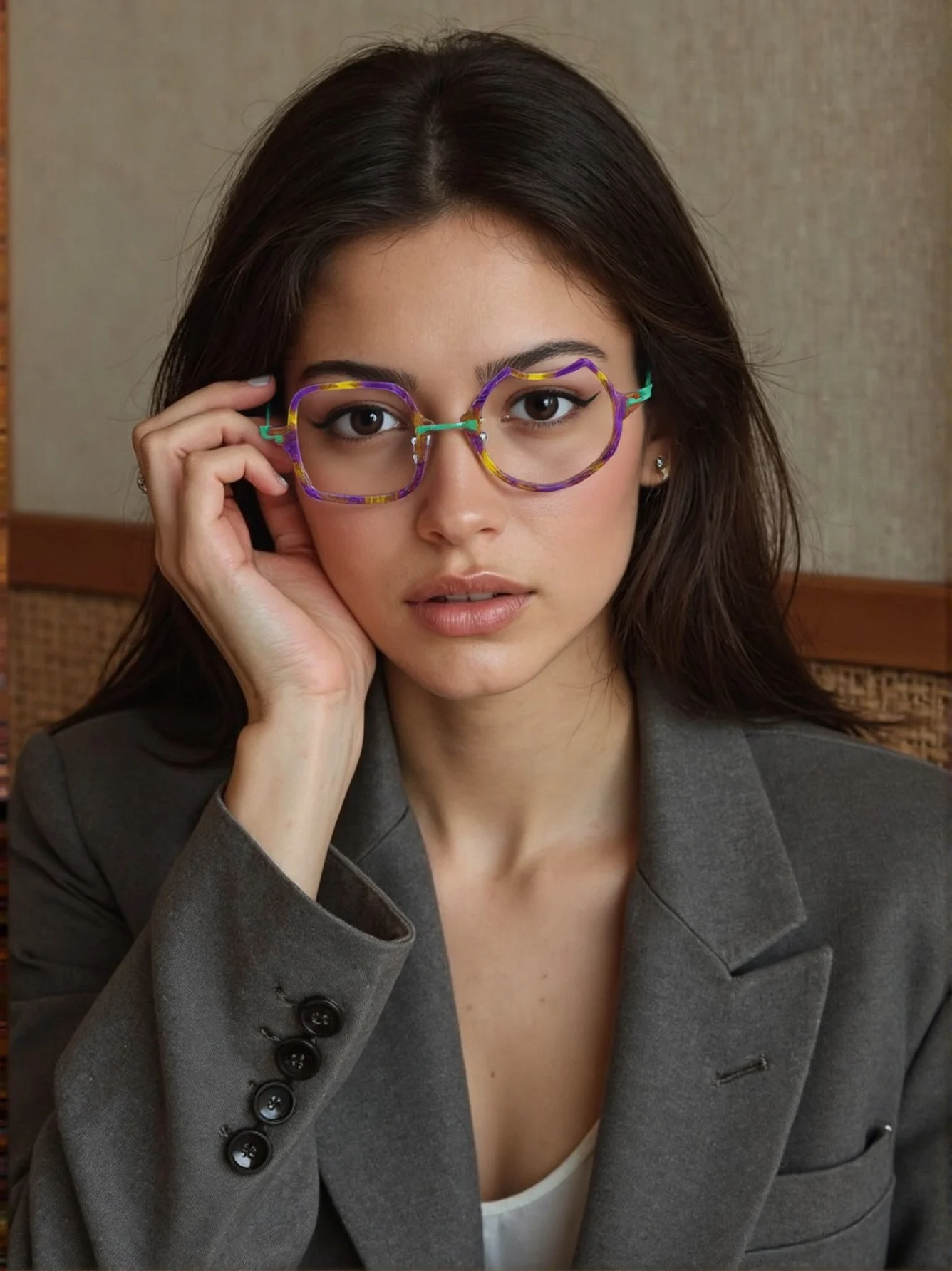 Green Rectangle Irregular Unique Gorgeous  Eyeglasses | WhereLight