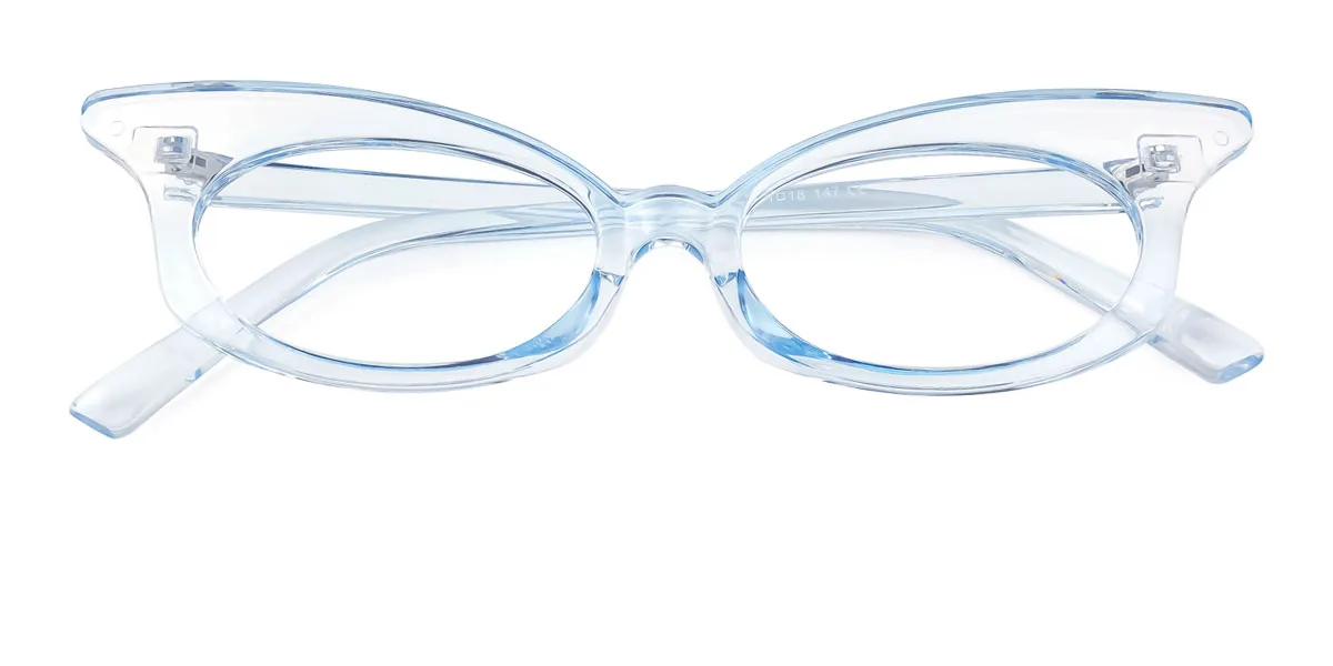 Blue Cateye Butterfly Irregular Classic Unique Gorgeous Custom Engraving Eyeglasses | WhereLight