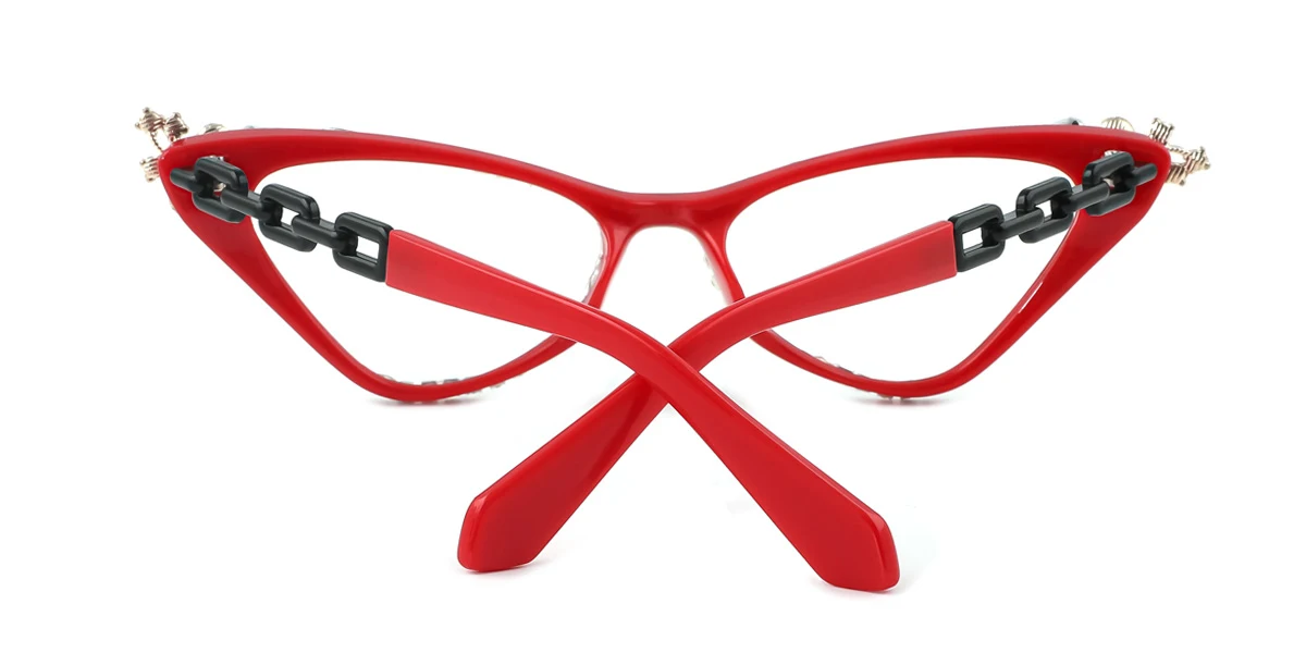 Red Cateye Unique Gorgeous Rhinestone  Eyeglasses | WhereLight