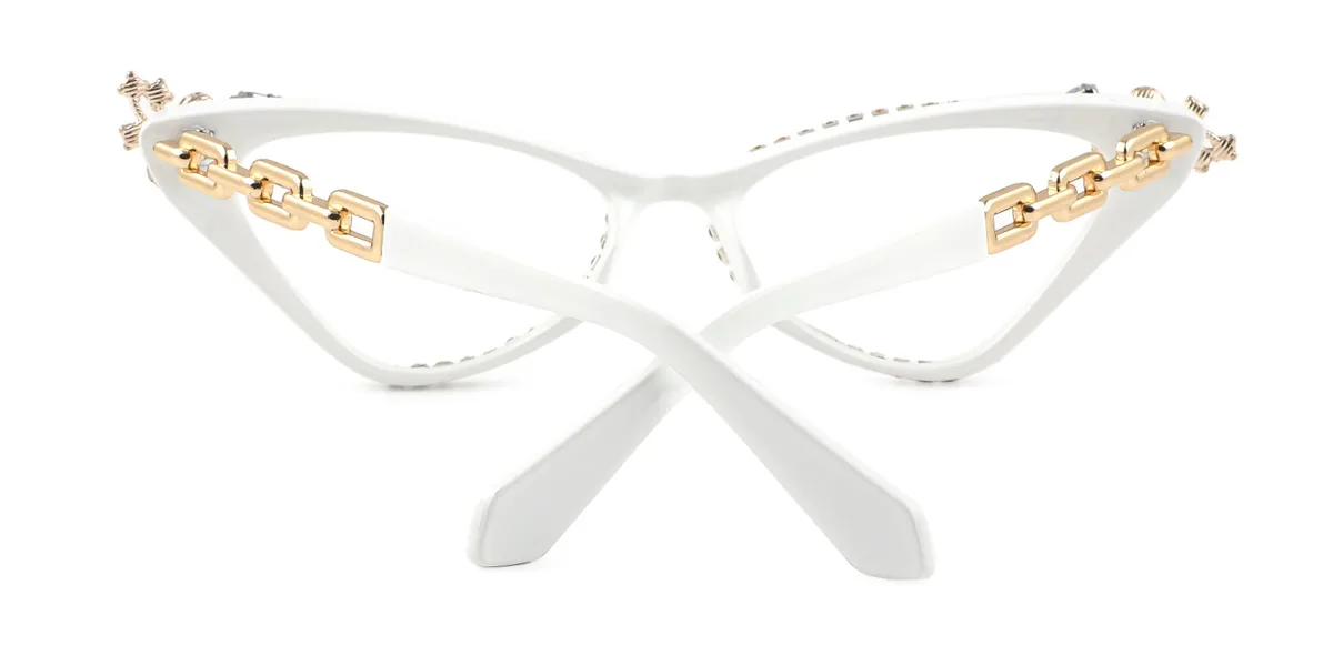 White Cateye Unique Gorgeous Rhinestone  Eyeglasses | WhereLight