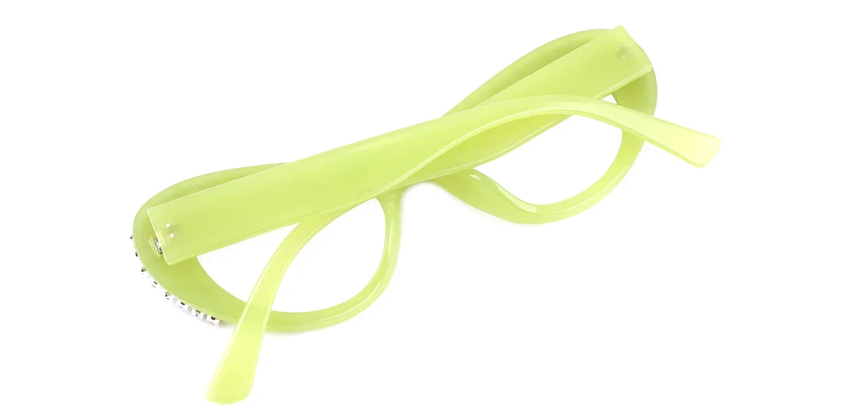 Green Cateye Unique Gorgeous Rhinestone Custom Engraving Eyeglasses | WhereLight