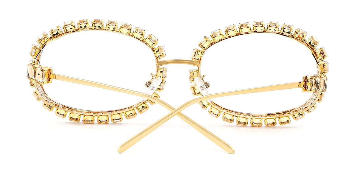 Gold Oval Gorgeous Rhinestone  Eyeglasses | WhereLight