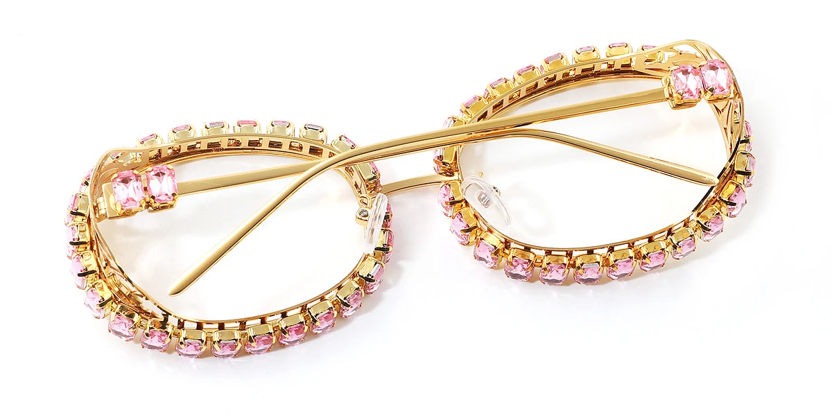 Pink Oval Gorgeous Rhinestone  Eyeglasses | WhereLight