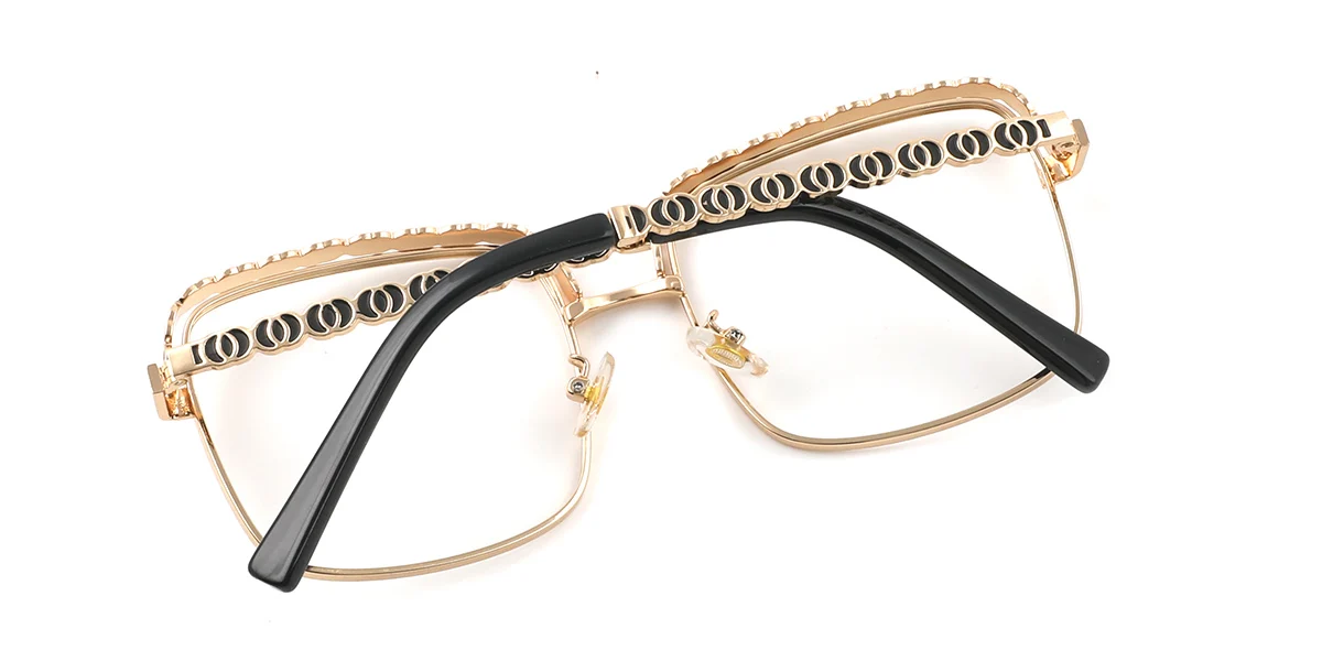 Gold Rectangle Simple  Eyeglasses | WhereLight