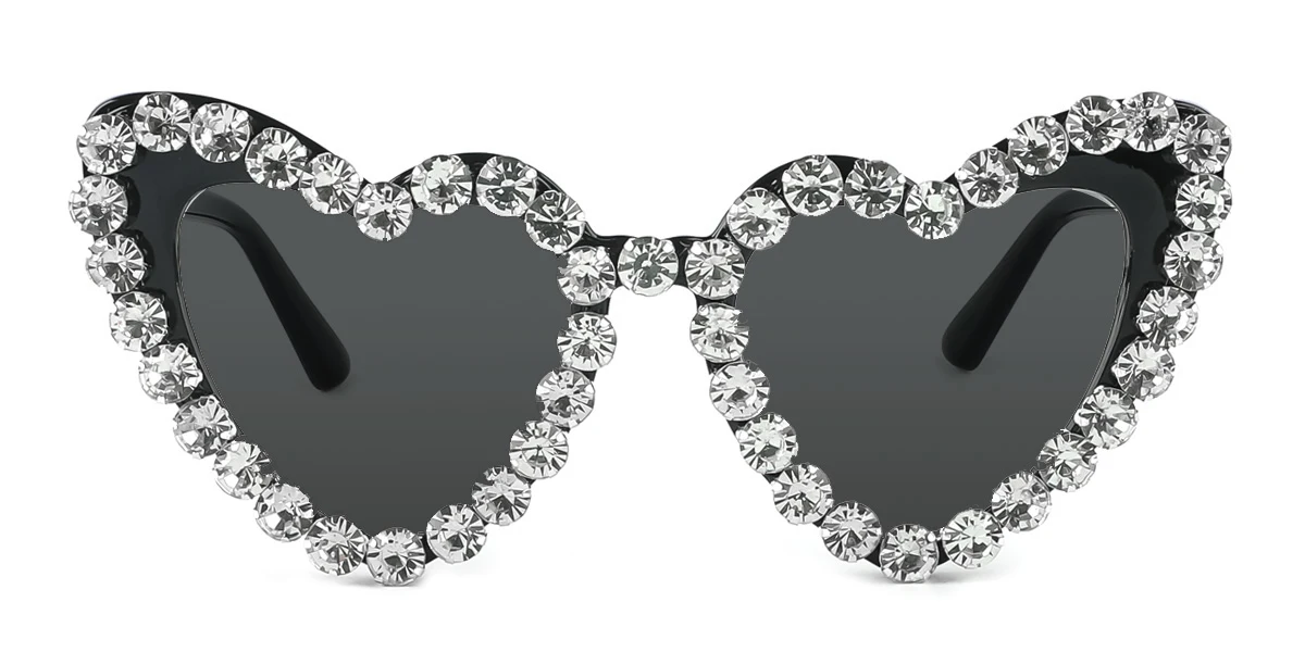 Black Heart Gorgeous Rhinestone Custom Engraving Eyeglasses | WhereLight