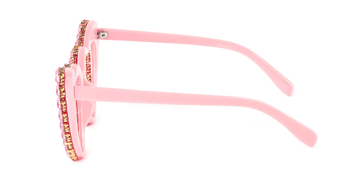 Pink Heart Gorgeous Rhinestone Custom Engraving Eyeglasses | WhereLight