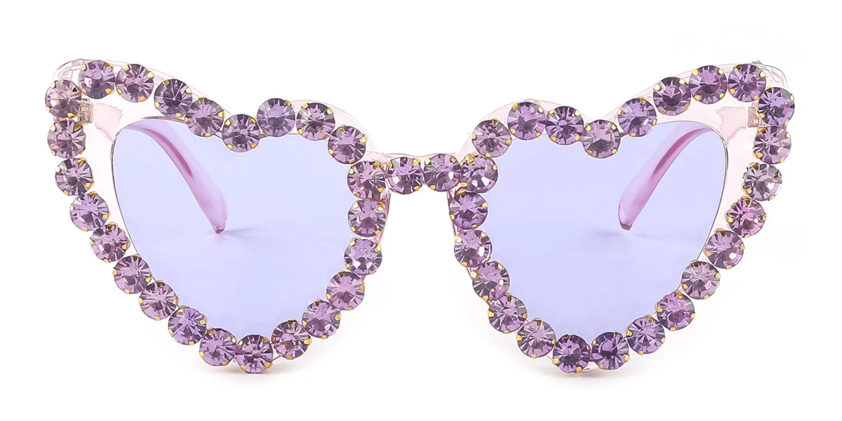 Purple Heart Gorgeous Rhinestone Custom Engraving Eyeglasses | WhereLight
