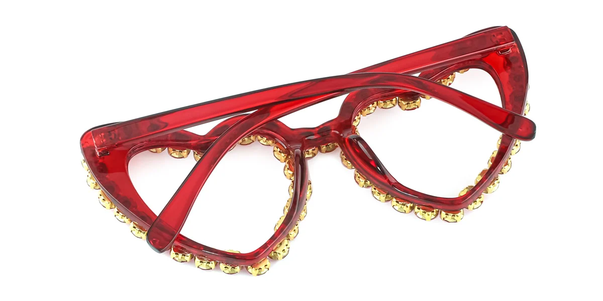 Red Heart Gorgeous Rhinestone Custom Engraving Eyeglasses | WhereLight