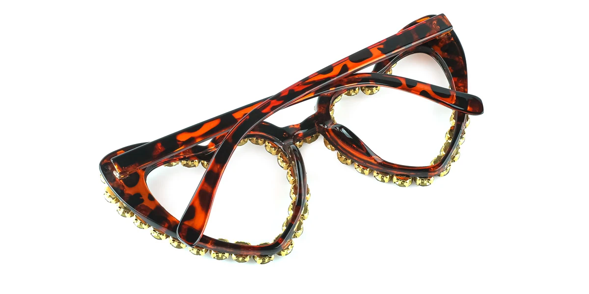 Tortoiseshell Heart Gorgeous Rhinestone Custom Engraving Eyeglasses | WhereLight