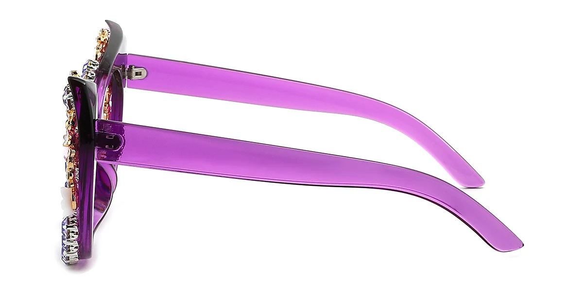 Purple Cateye Gorgeous Rhinestone Custom Engraving Eyeglasses | WhereLight