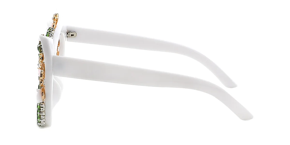White Cateye Gorgeous Rhinestone Custom Engraving Eyeglasses | WhereLight