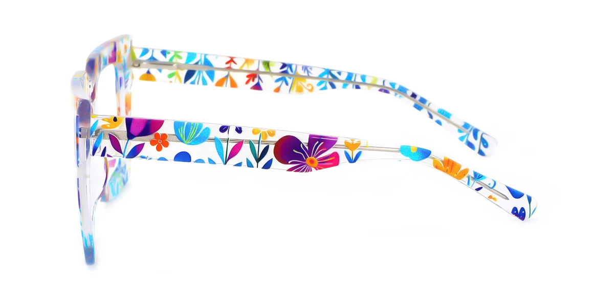 Floral Rectangle Unique Custom Engraving Eyeglasses | WhereLight