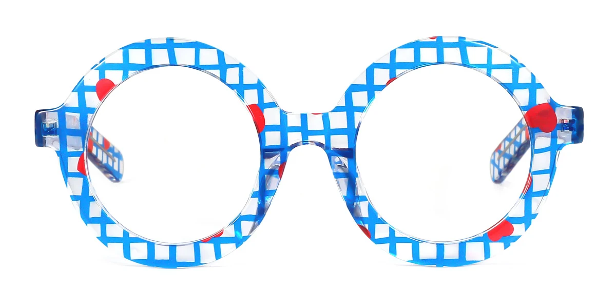 Blue Round Unique Spring Hinges Eyeglasses | WhereLight