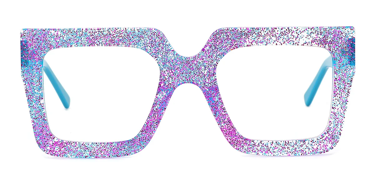 Purple Rectangle Gorgeous Spring Hinges Eyeglasses | WhereLight