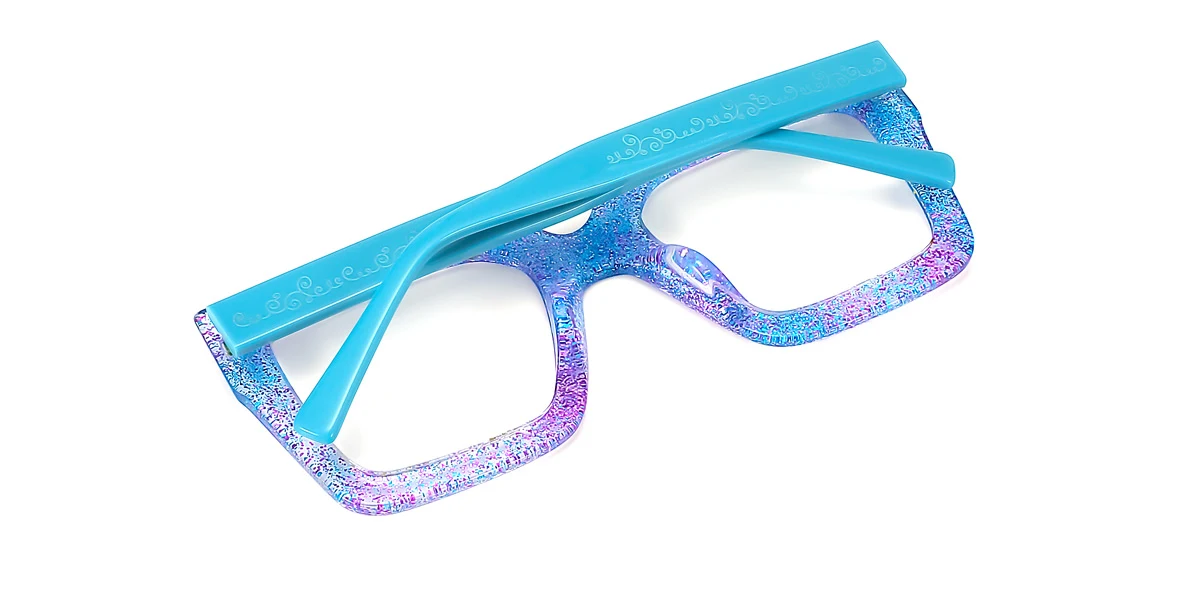 Purple Rectangle Gorgeous Spring Hinges Eyeglasses | WhereLight