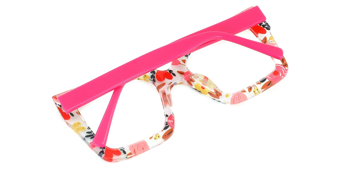 Floral Rectangle Gorgeous Spring Hinges Eyeglasses | WhereLight