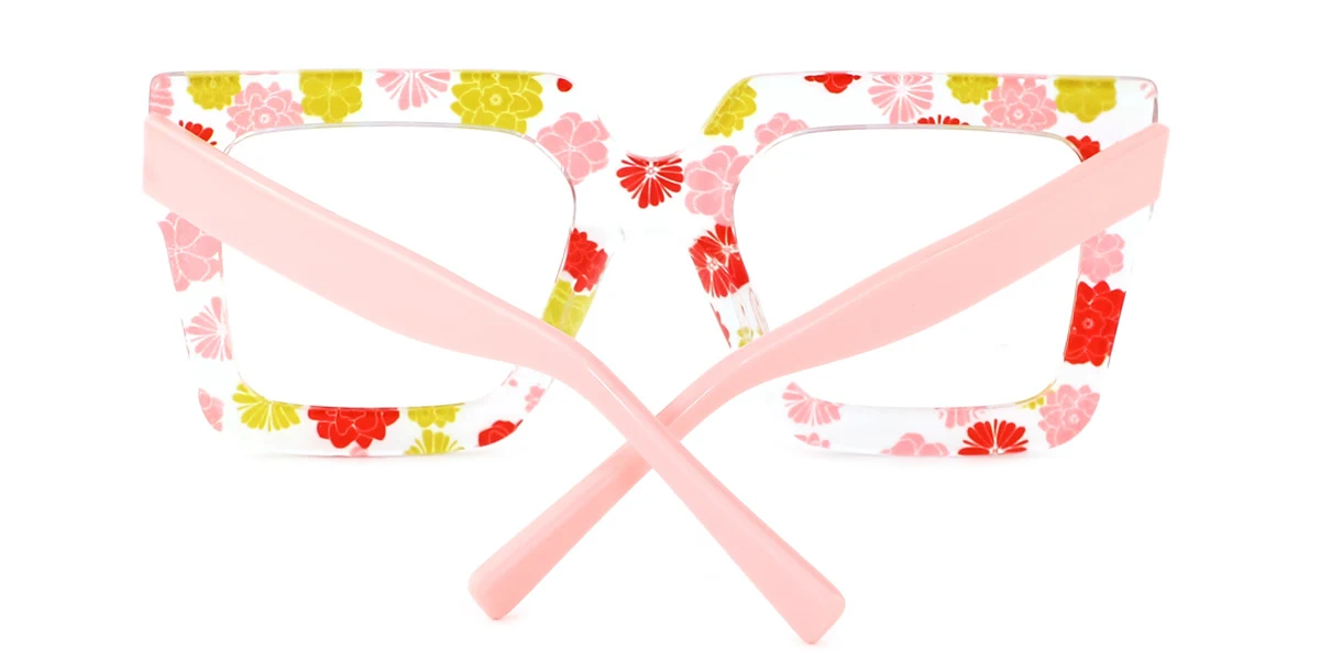 Pink Rectangle Gorgeous Spring Hinges Eyeglasses | WhereLight