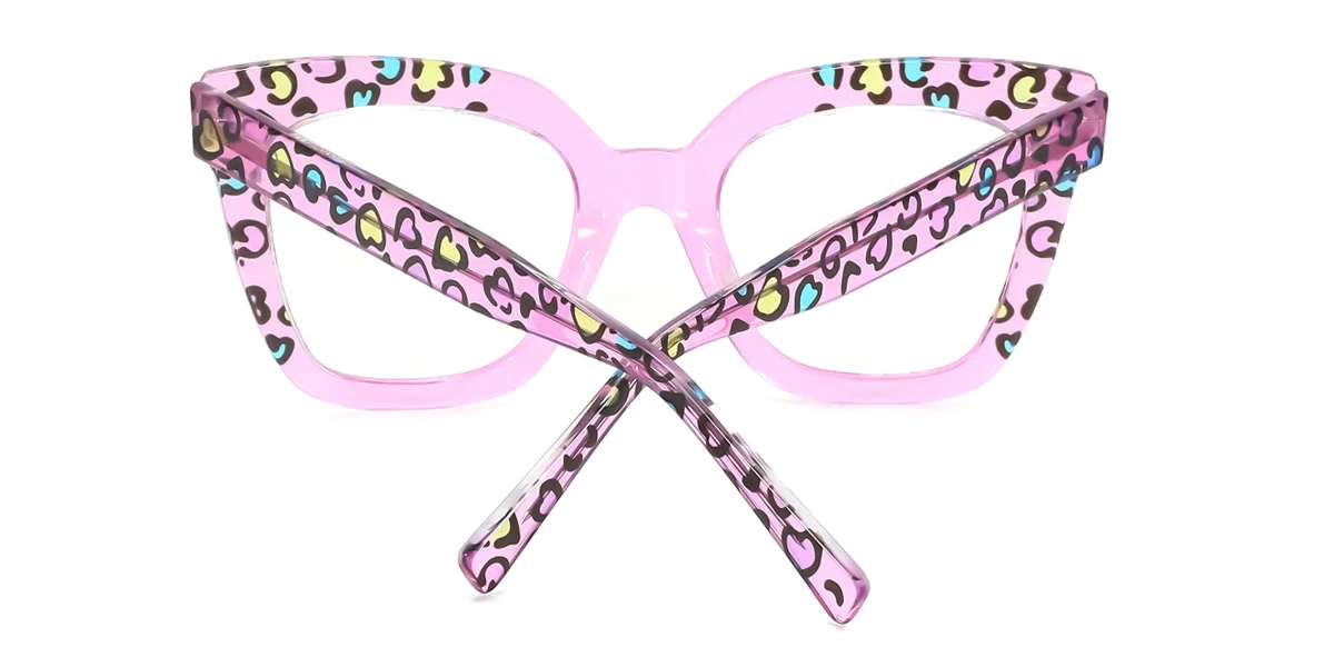 Pink Rectangle Unique Spring Hinges Custom Engraving Eyeglasses | WhereLight