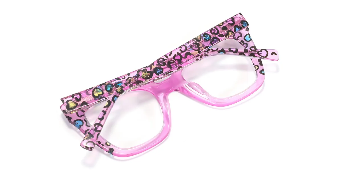 Pink Rectangle Unique Spring Hinges Custom Engraving Eyeglasses | WhereLight