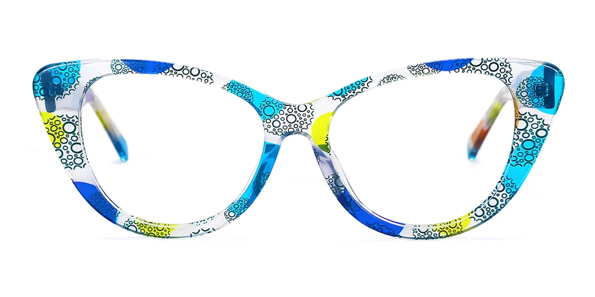 Blue Cateye Unique Spring Hinges Eyeglasses | WhereLight