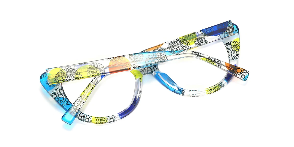 Blue Cateye Unique Spring Hinges Eyeglasses | WhereLight