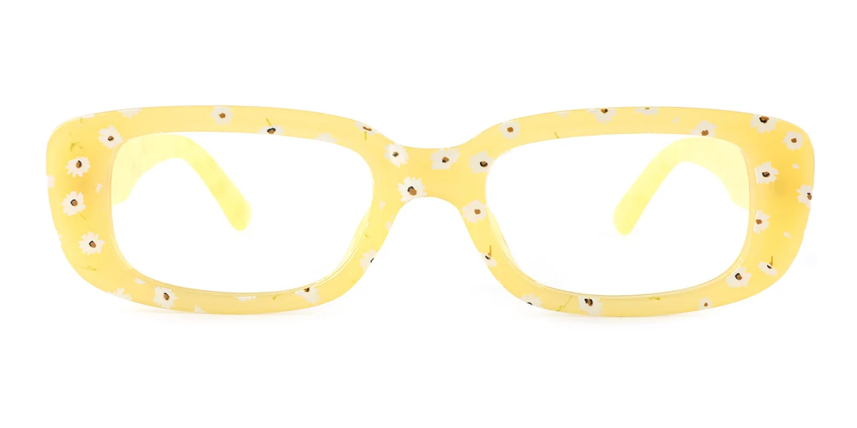 Yellow Rectangle Unique Custom Engraving Eyeglasses | WhereLight