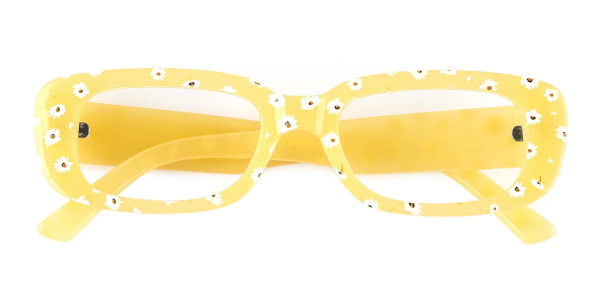 Yellow Rectangle Unique Custom Engraving Eyeglasses | WhereLight