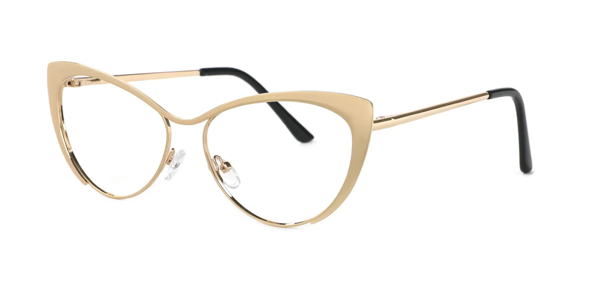 Gold Cateye Unique Gorgeous Spring Hinges Eyeglasses | WhereLight