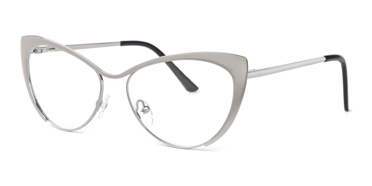 Silver Cateye Unique Gorgeous Spring Hinges Eyeglasses | WhereLight