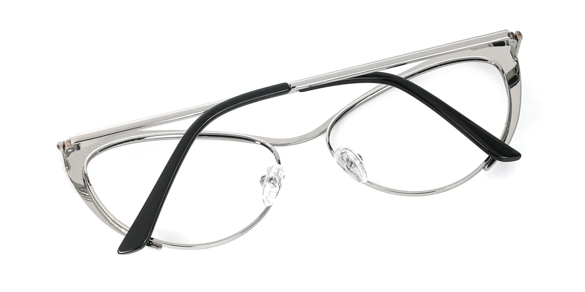 Silver Cateye Unique Gorgeous Spring Hinges Eyeglasses | WhereLight