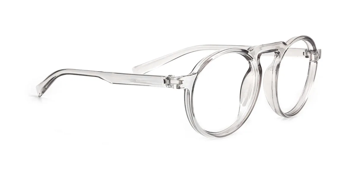 Grey Round Retro Super Light Custom Engraving Eyeglasses | WhereLight