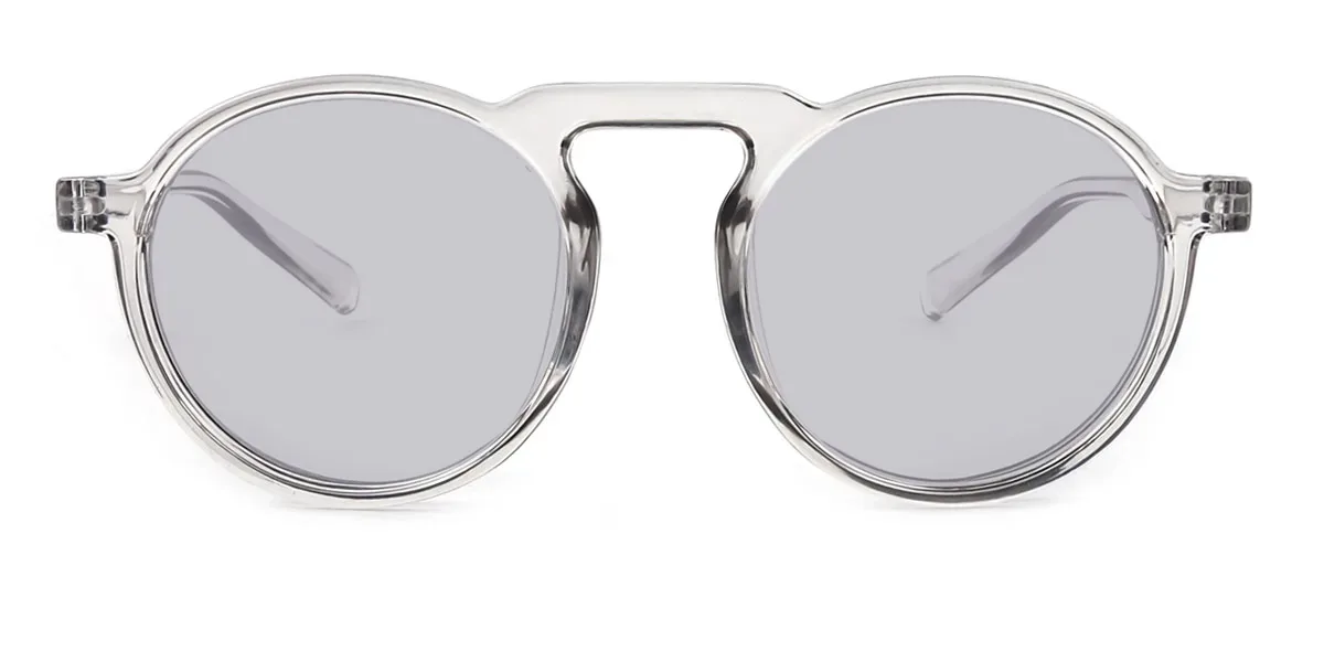 Grey Round Retro Super Light Custom Engraving Eyeglasses | WhereLight