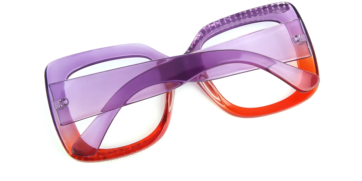Purple Geometric Unique Gorgeous Rhinestone Custom Engraving Eyeglasses | WhereLight