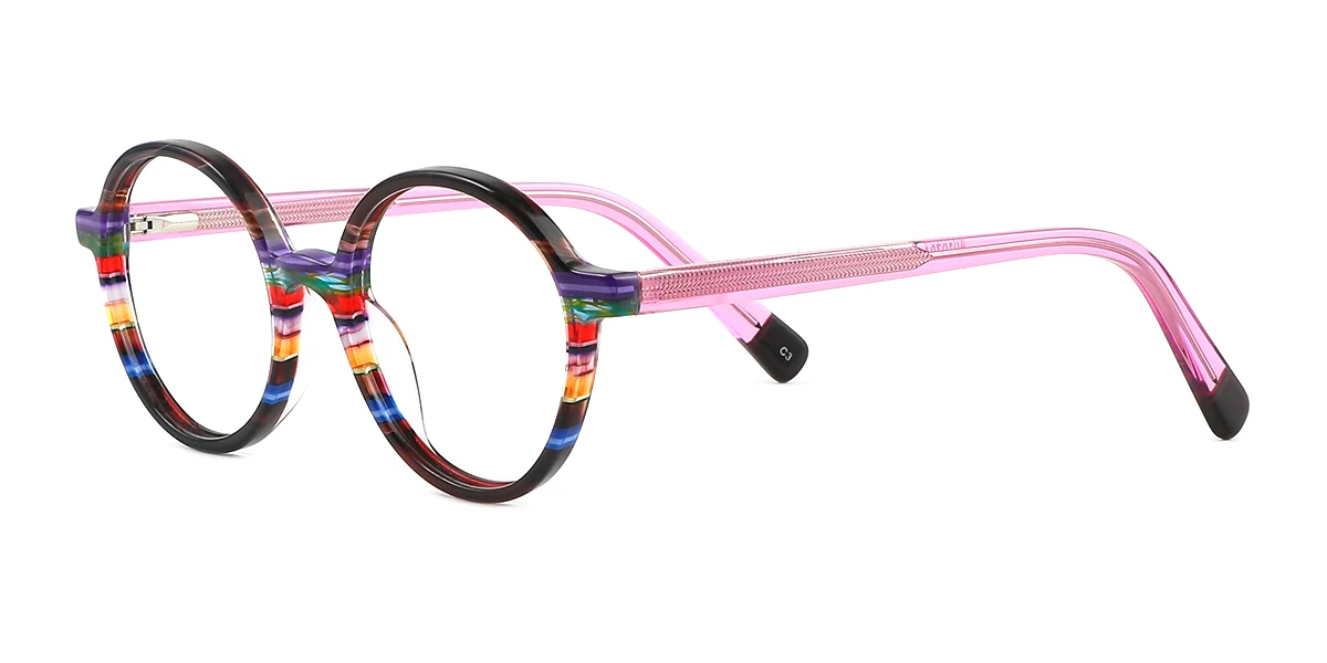 Pink Round Retro Spring Hinges Eyeglasses | WhereLight