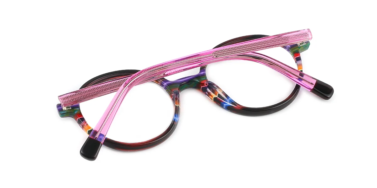 Pink Round Retro Spring Hinges Eyeglasses | WhereLight