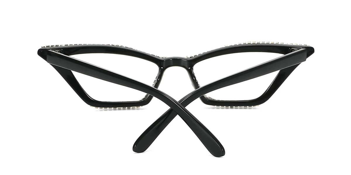 Black Cateye Unique Rhinestone Custom Engraving Eyeglasses | WhereLight