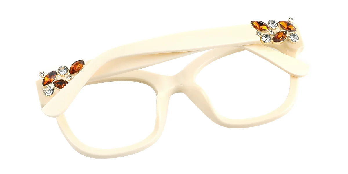 White Rectangle Unique Rhinestone Custom Engraving Eyeglasses | WhereLight