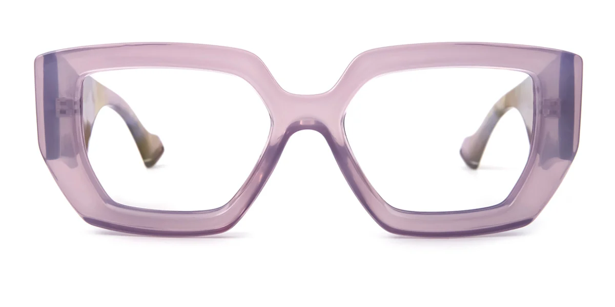 Purple Rectangle Geometric Irregular Classic Unique Gorgeous Custom Engraving Eyeglasses | WhereLight