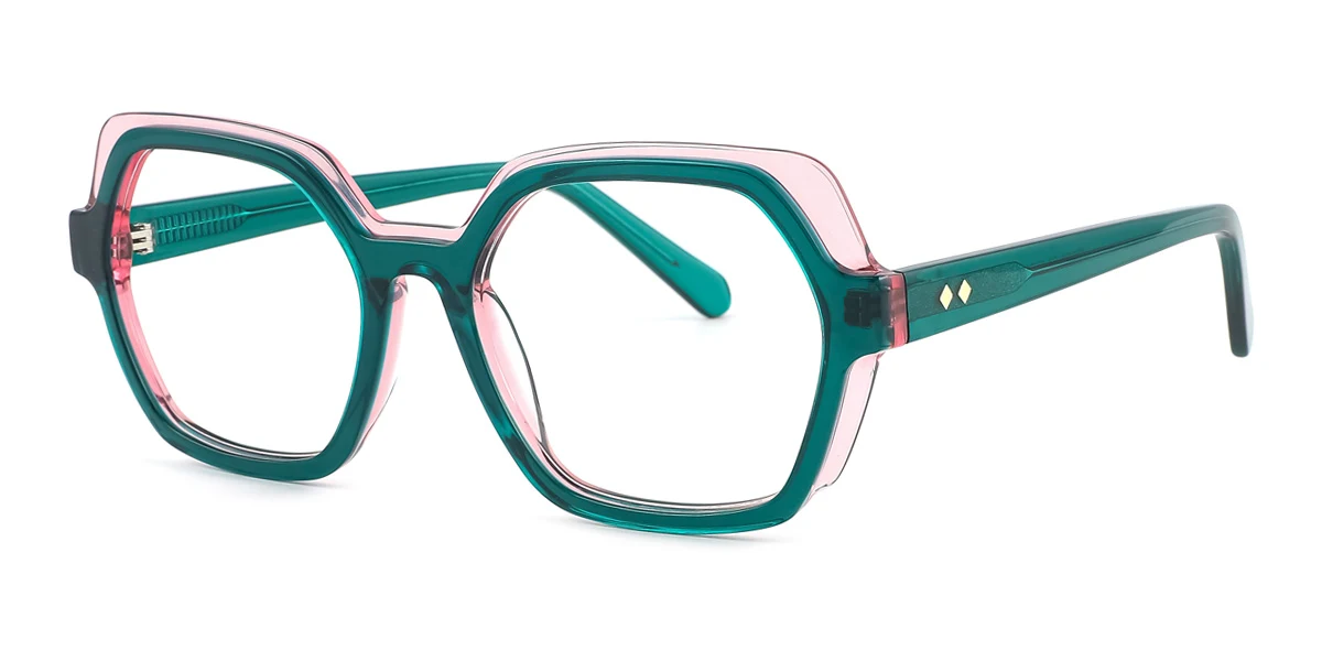 Green Geometric Gorgeous  Eyeglasses | WhereLight