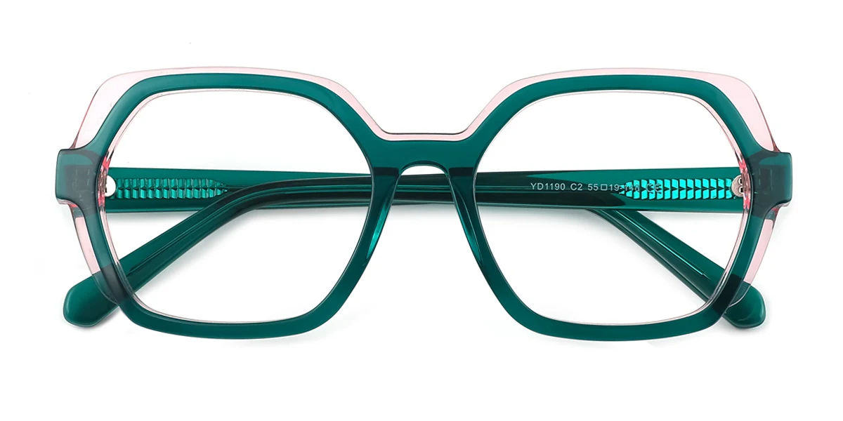 Green Geometric Gorgeous  Eyeglasses | WhereLight