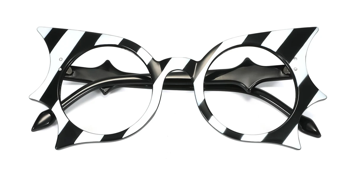 Black_white Round Butterfly Unique  Eyeglasses | WhereLight