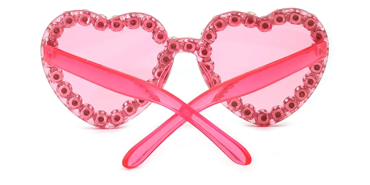 Pink Heart Irregular Unique Gorgeous Rhinestone Custom Engraving Sunglasses | WhereLight