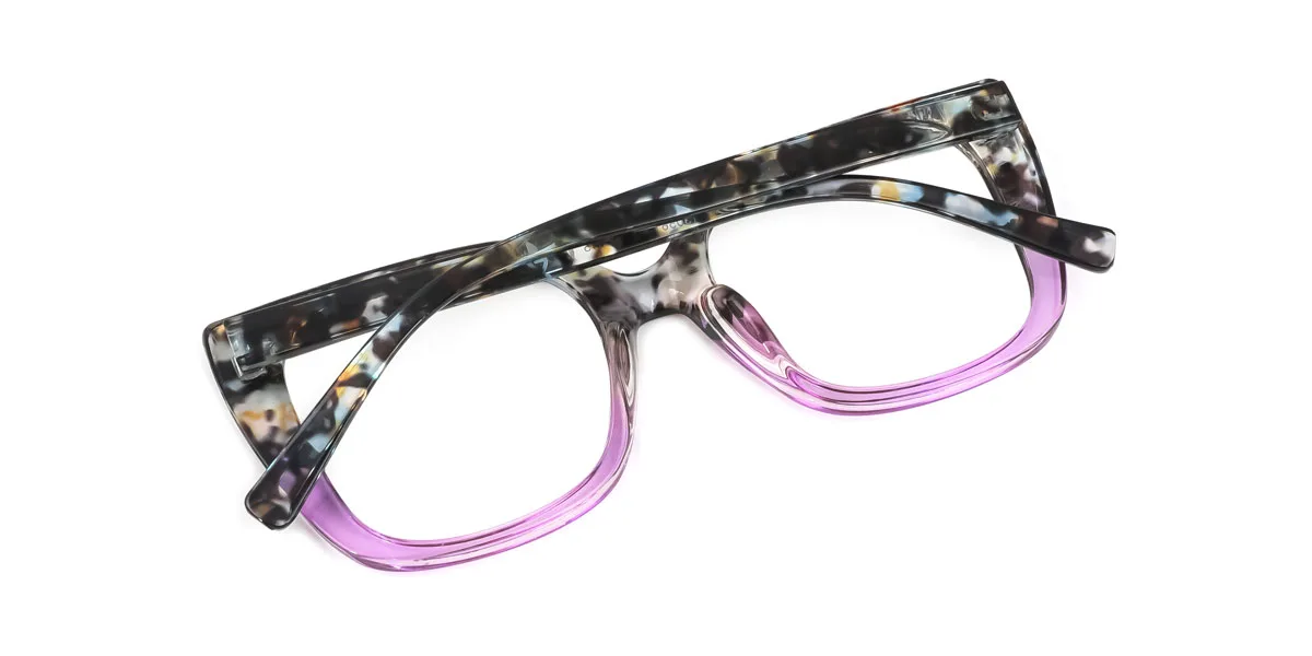 Purple Rectangle Simple Classic Retro Custom Engraving Eyeglasses | WhereLight