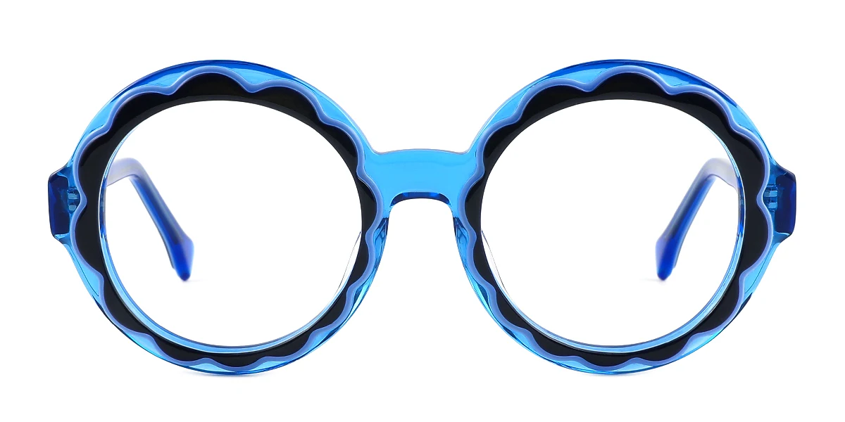 Blue Round Classic Retro Custom Engraving Eyeglasses | WhereLight