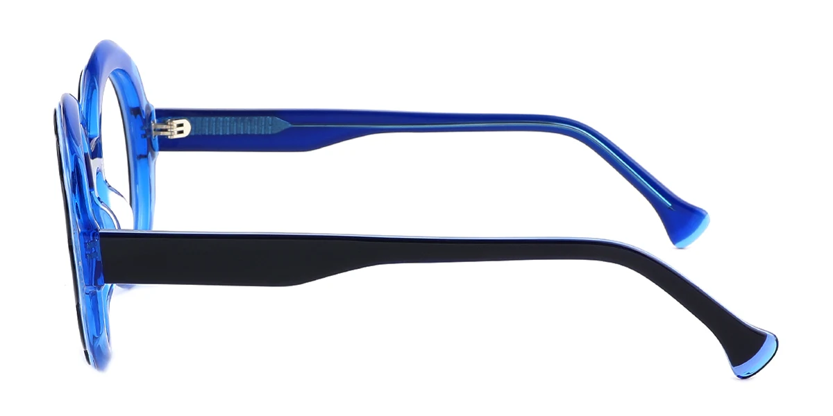 Blue Round Classic Retro Custom Engraving Eyeglasses | WhereLight