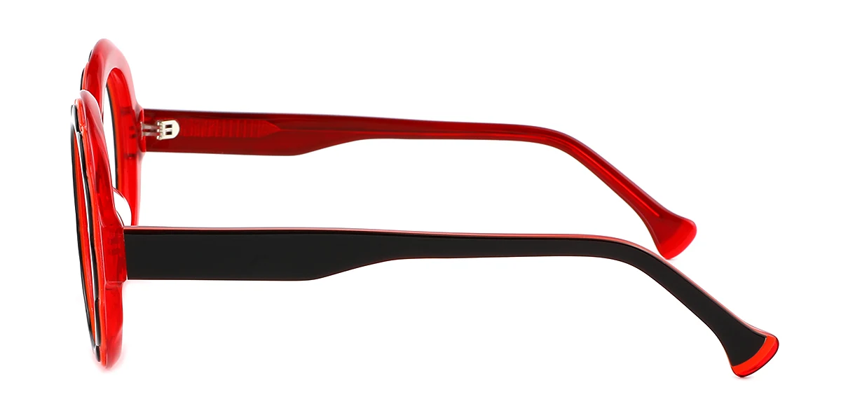 Red Round Classic Retro Custom Engraving Eyeglasses | WhereLight