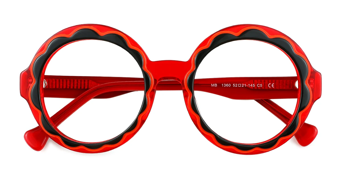 Red Round Classic Retro Custom Engraving Eyeglasses | WhereLight