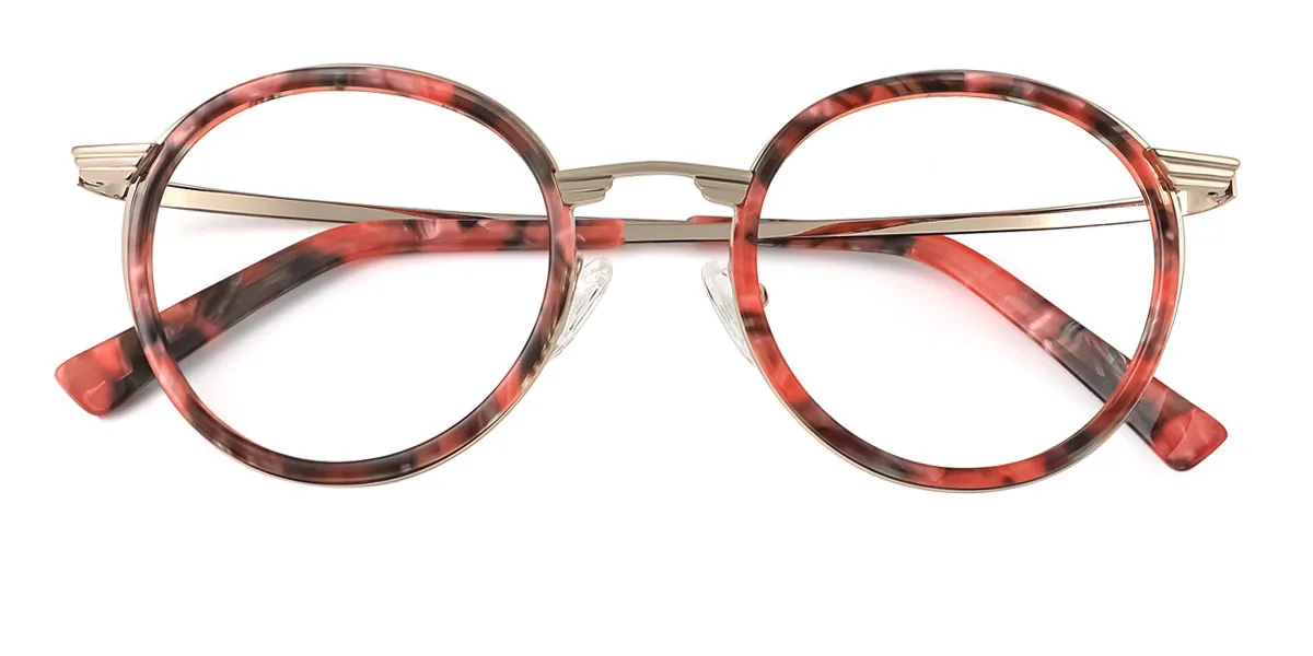 Red Round Simple Classic Retro Unique  Eyeglasses | WhereLight