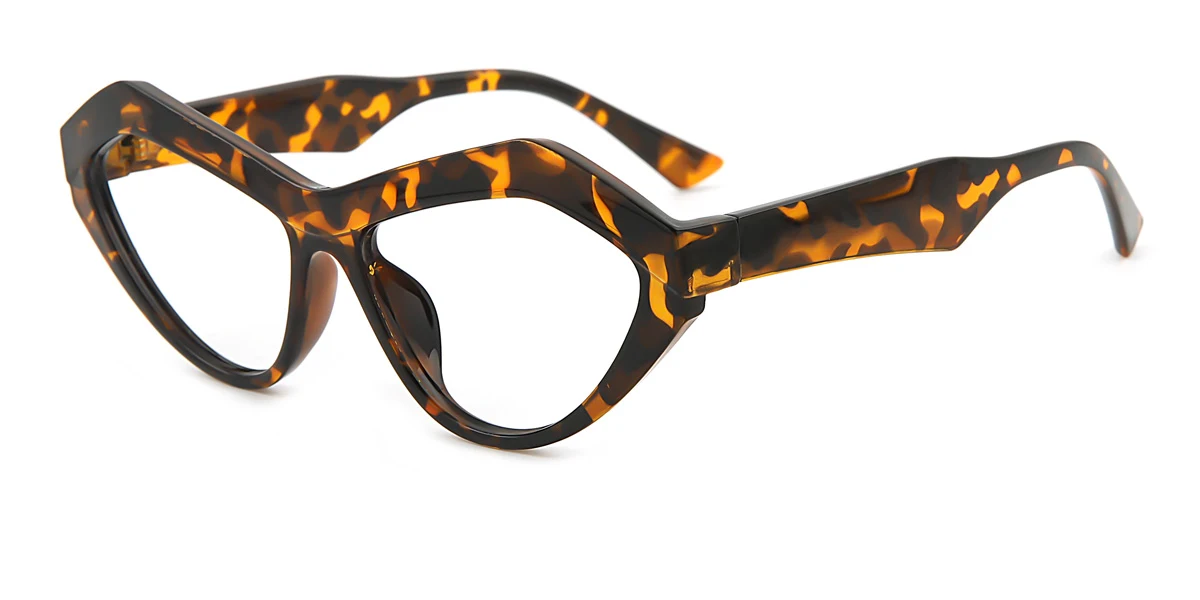 Tortoiseshell Cateye Geometric Irregular Retro Unique Gorgeous Custom Engraving Eyeglasses | WhereLight